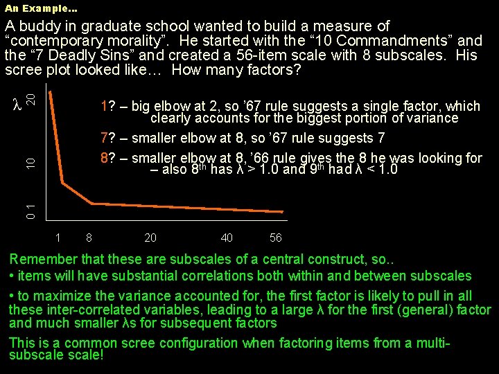 An Example… 1? – big elbow at 2, so ’ 67 rule suggests a