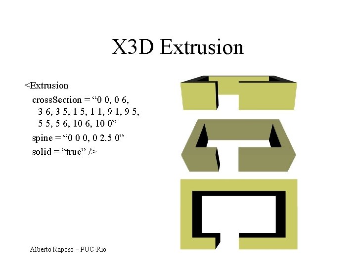 X 3 D Extrusion <Extrusion cross. Section = “ 0 0, 0 6, 3