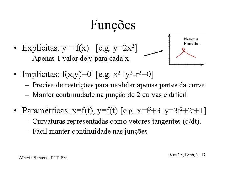 Funções • Explícitas: y = f(x) [e. g. y=2 x 2] – Apenas 1