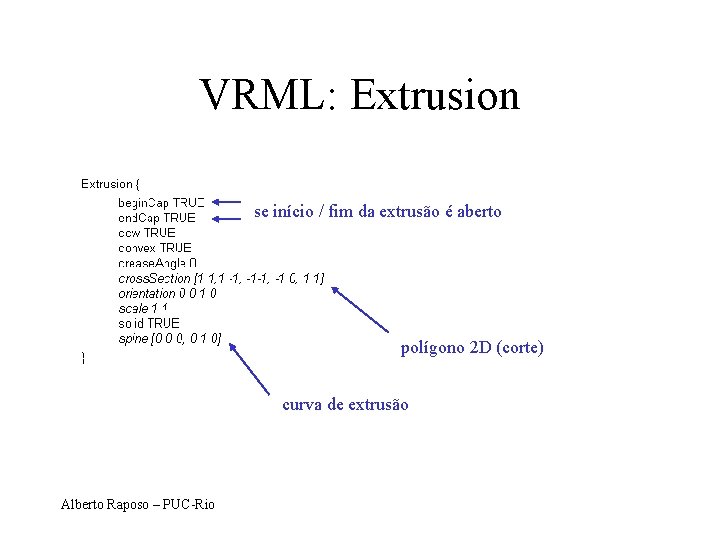 VRML: Extrusion se início / fim da extrusão é aberto polígono 2 D (corte)