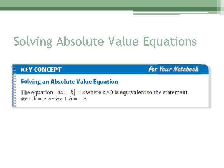 Solving Absolute Value Equations 