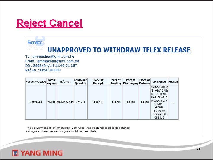 Reject Cancel 72 