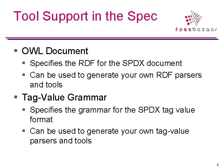 Tool Support in the Spec § OWL Document § Specifies the RDF for the