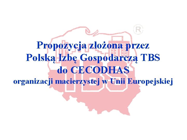 Propozycja złożona przez Polską Izbę Gospodarczą TBS do CECODHAS organizacji macierzystej w Unii Europejskiej