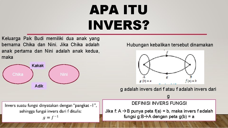 APA ITU INVERS? Keluarga Pak Budi memiliki dua anak yang bernama Chika dan Nini.