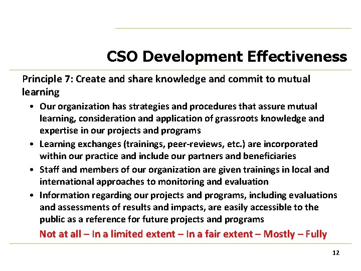 CSO Development Effectiveness Principle 7: Create and share knowledge and commit to mutual learning