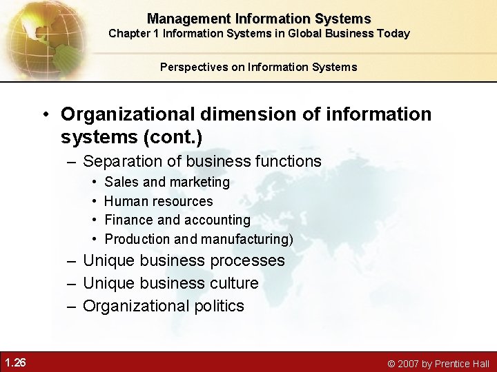 Management Information Systems Chapter 1 Information Systems in Global Business Today Perspectives on Information