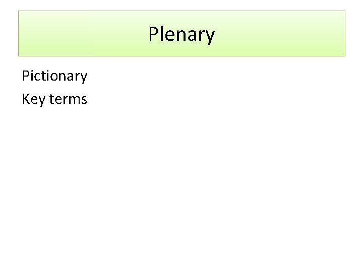 Plenary Pictionary Key terms 