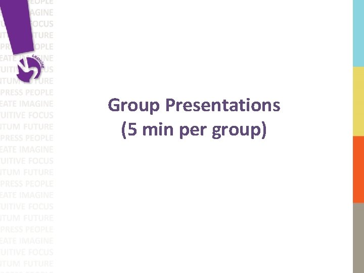 Group Presentations (5 min per group) 