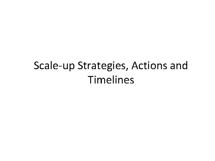 Scale-up Strategies, Actions and Timelines 