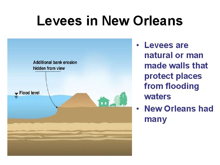 Levees in New Orleans • Levees are natural or man made walls that protect