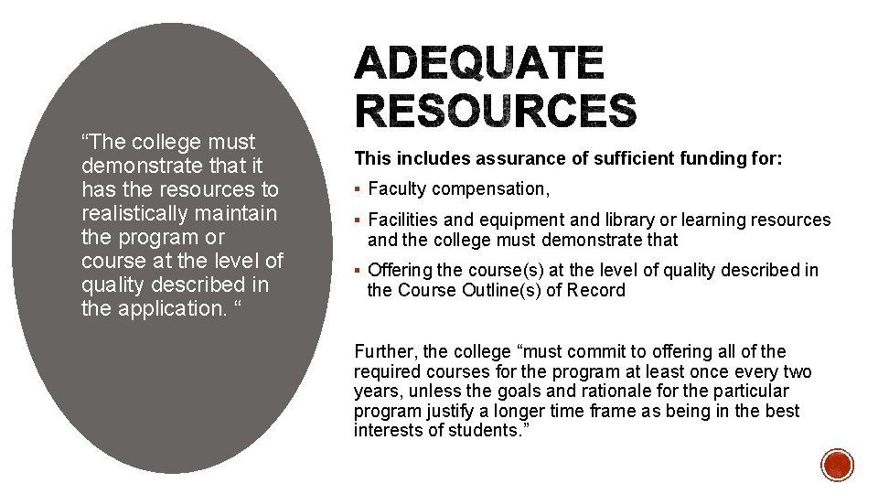 “The college must demonstrate that it has the resources to realistically maintain the program