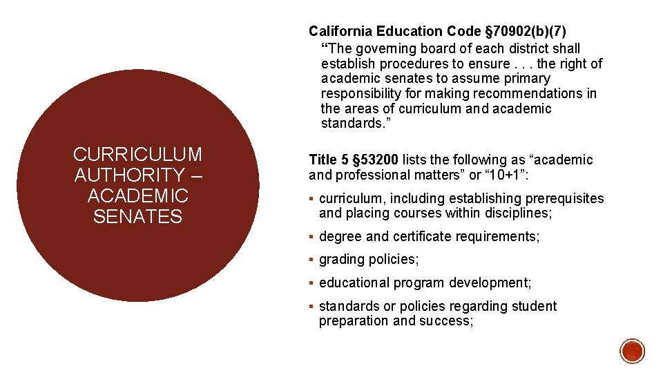 California Education Code § 70902(b)(7) “The governing board of each district shall establish procedures
