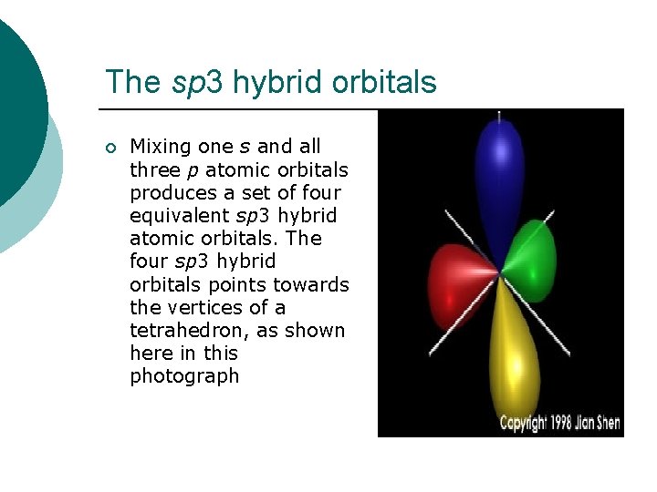 The sp 3 hybrid orbitals ¡ Mixing one s and all three p atomic