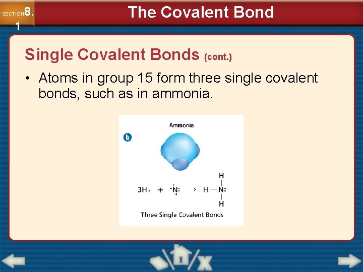 8. SECTION 1 The Covalent Bond Single Covalent Bonds (cont. ) • Atoms in