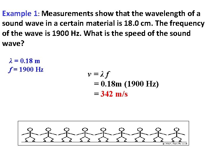 Example 1: Measurements show that the wavelength of a sound wave in a certain