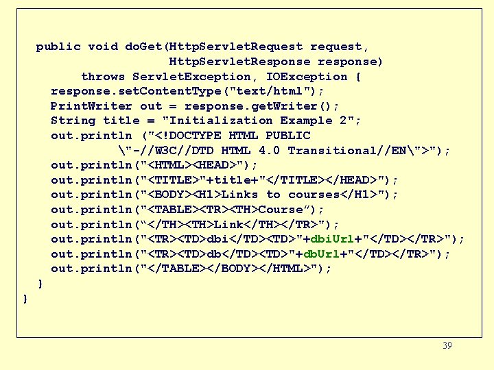 public void do. Get(Http. Servlet. Request request, Http. Servlet. Response response) throws Servlet. Exception,