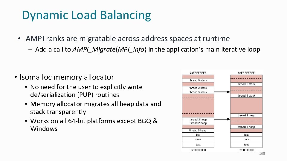 Dynamic Load Balancing • AMPI ranks are migratable across address spaces at runtime –