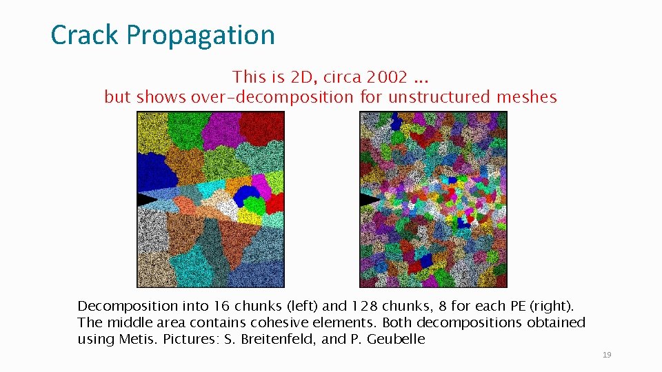 Crack Propagation This is 2 D, circa 2002. . . but shows over-decomposition for