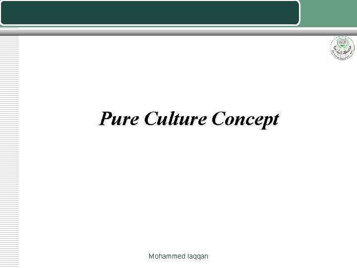 Pure Culture Concept Mohammed laqqan 