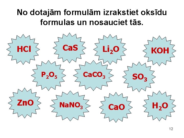 No dotajām formulām izrakstiet oksīdu formulas un nosauciet tās. Ca. S HCl P 2