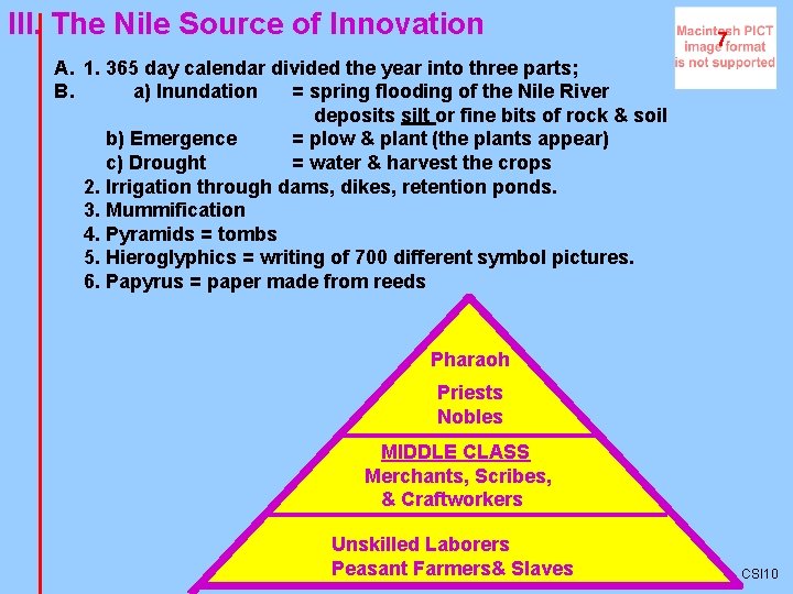 III. The Nile Source of Innovation 7 A. 1. 365 day calendar divided the