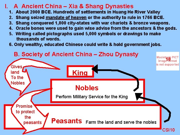 I. A Ancient China – Xia & Shang Dynasties 1. 2. 3. 4. 5.