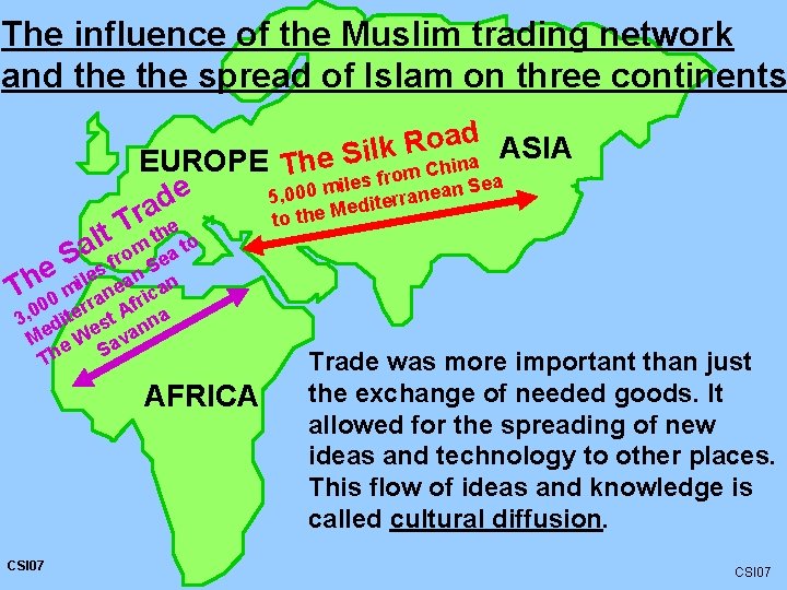 The influence of the Muslim trading network and the spread of Islam on three