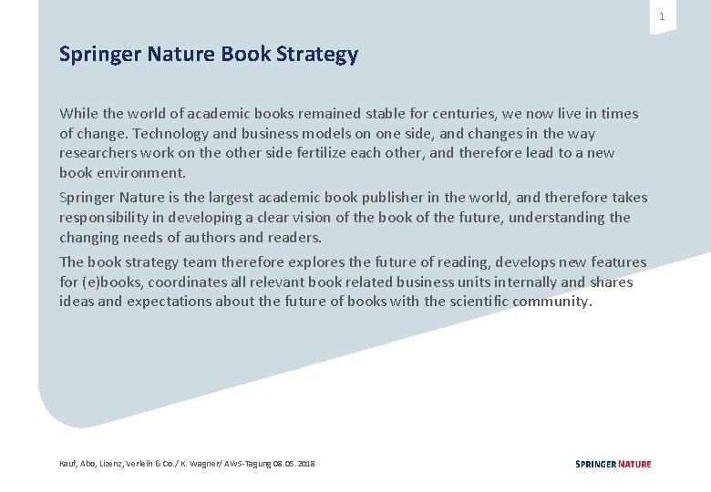 1 Springer Nature Book Strategy While the world of academic books remained stable for