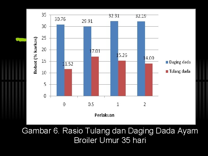 Gambar 6. Rasio Tulang dan Daging Dada Ayam Broiler Umur 35 hari 