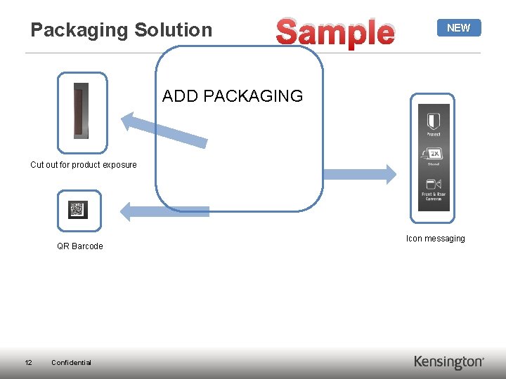 Packaging Solution Sample NEW ADD PACKAGING Cut out for product exposure QR Barcode 12