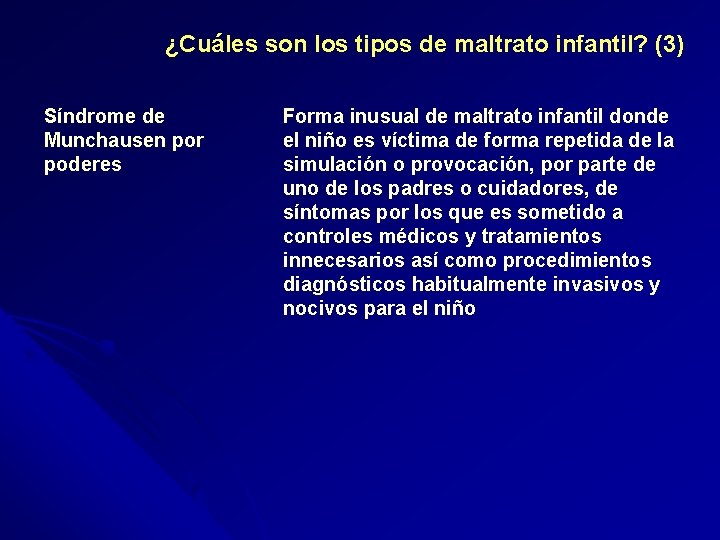 ¿Cuáles son los tipos de maltrato infantil? (3) Síndrome de Munchausen por poderes Forma