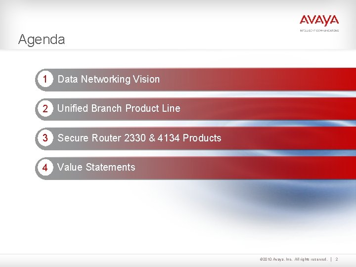 Agenda 1 Data Networking Vision 2 Unified Branch Product Line 3 Secure Router 2330