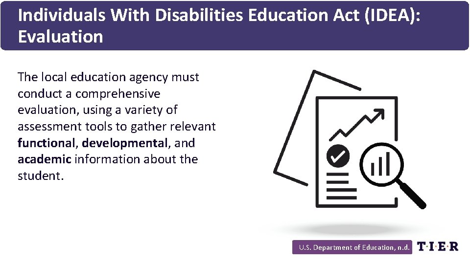 Individuals With Disabilities Education Act (IDEA): Evaluation The local education agency must conduct a