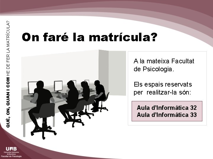 QUÈ, ON, QUAN I COM HE DE FER LA MATRÍCULA? On faré la matrícula?