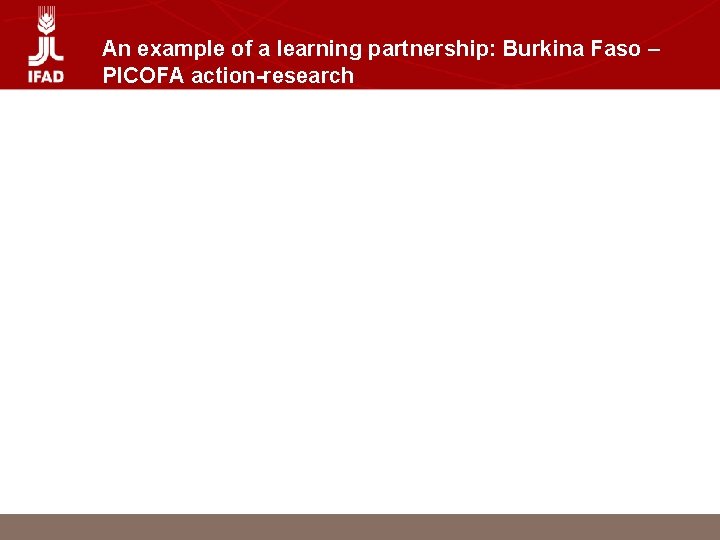 An example of a learning partnership: Burkina Faso – PICOFA action-research 