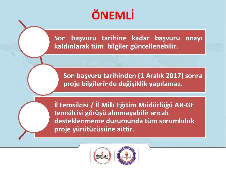 ÖNEMLİ Son başvuru tarihine kadar başvuru onayı kaldırılarak tüm bilgiler güncellenebilir. Son başvuru tarihinden