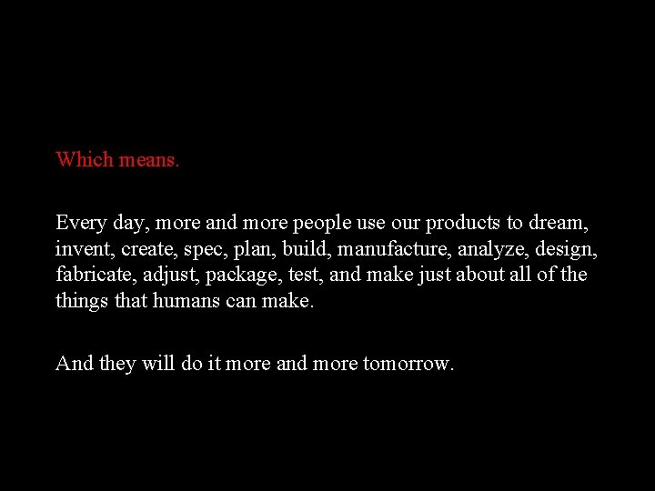 Which means. Every day, more and more people use our products to dream, invent,