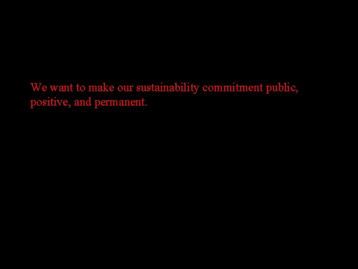 We want to make our sustainability commitment public, positive, and permanent. 