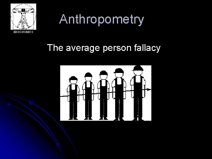 Anthropometry ERGONOMICS The average person fallacy 