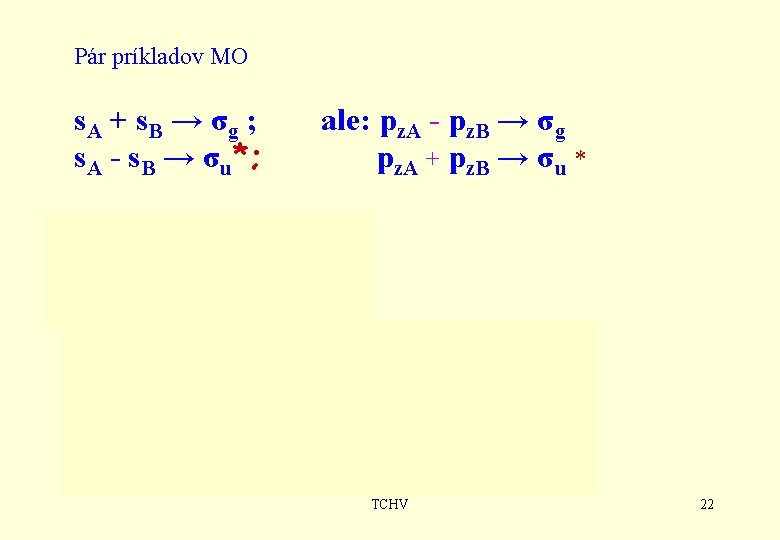 Pár príkladov MO s. A + s B → σ g ; s. A