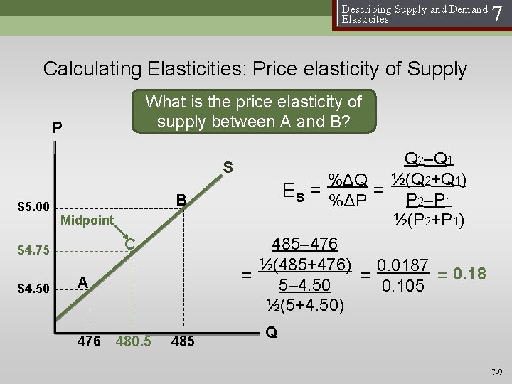 Describing Supply and Demand: Elasticites 7 Calculating Elasticities: Price elasticity of Supply What is