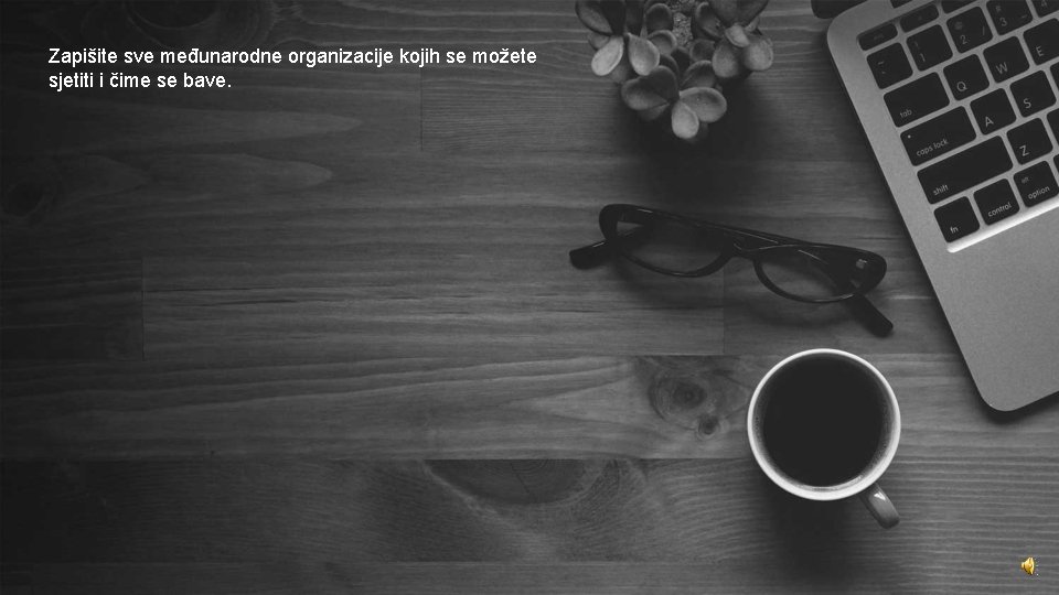 Zapišite sve međunarodne organizacije kojih se možete sjetiti i čime se bave. 