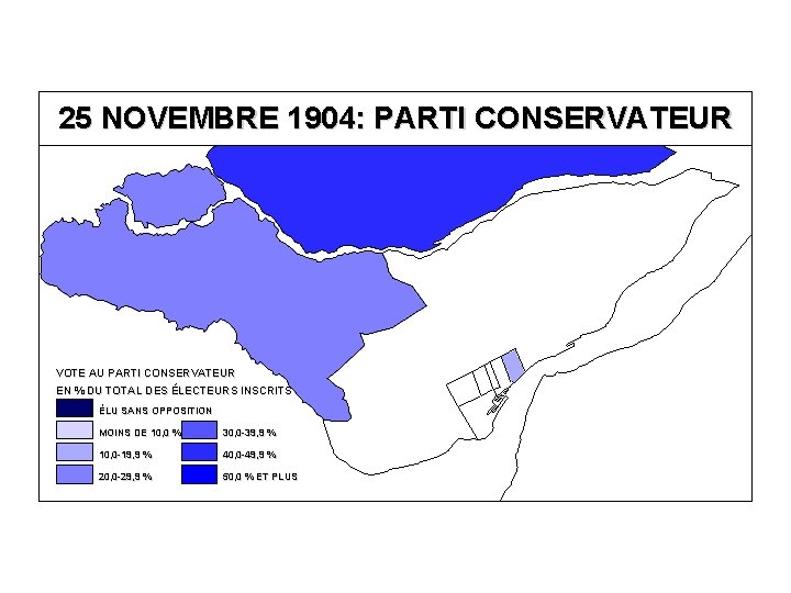 25 NOVEMBRE 1904: PARTI CONSERVATEUR VOTE AU PARTI CONSERVATEUR EN % DU TOTAL DES