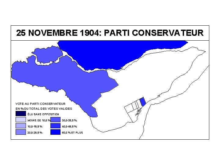 25 NOVEMBRE 1904: PARTI CONSERVATEUR VOTE AU PARTI CONSERVATEUR EN % DU TOTAL DES