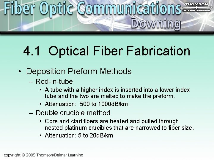 4. 1 Optical Fiber Fabrication • Deposition Preform Methods – Rod-in-tube • A tube