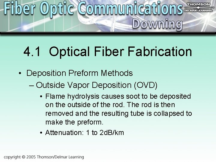 4. 1 Optical Fiber Fabrication • Deposition Preform Methods – Outside Vapor Deposition (OVD)