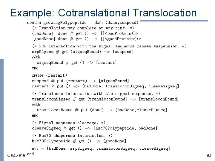 Example: Cotranslational Translocation /24/2003 29 