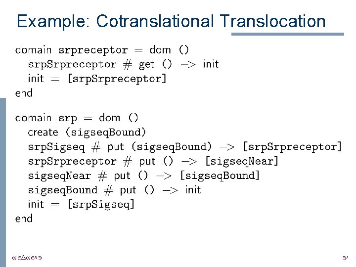 Example: Cotranslational Translocation /24/2003 30 