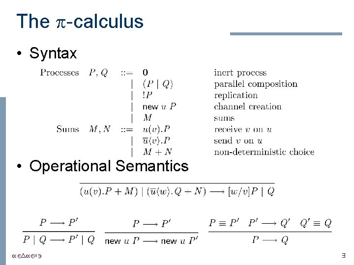 The -calculus • Syntax • Operational Semantics /24/2003 9 